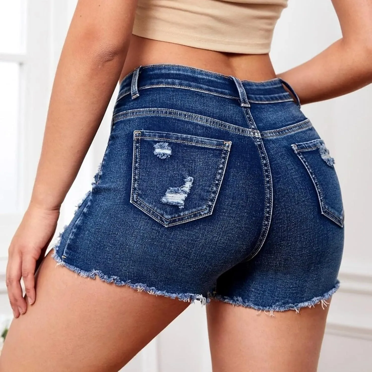 Jean Shorts Womens High Waisted Denim Shorts Summer Ripped Shorts Casual Hot Short Pants with Pockets