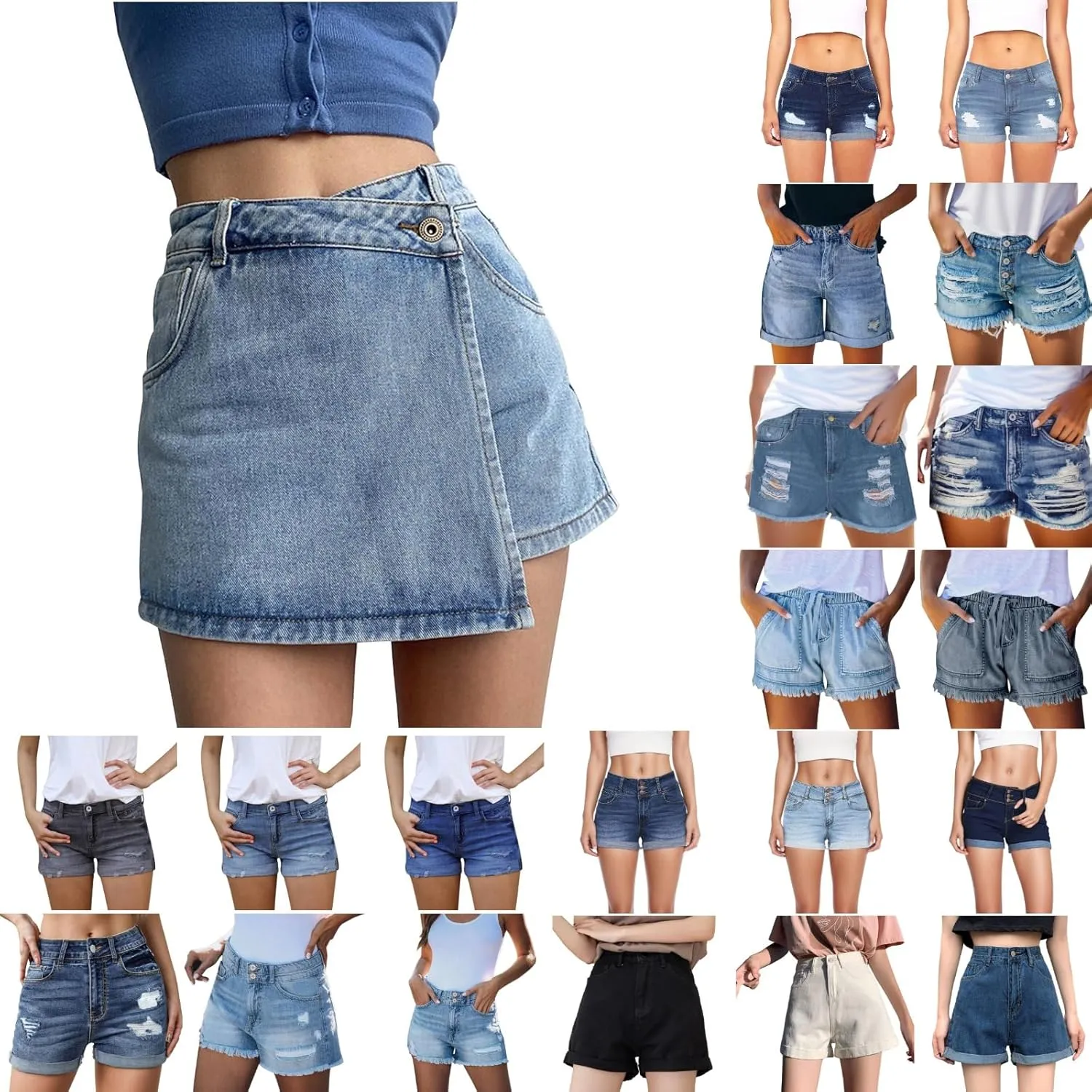 Jean Shorts Womens High Waisted Denim Shorts Summer Ripped Shorts Casual Hot Short Pants with Pockets