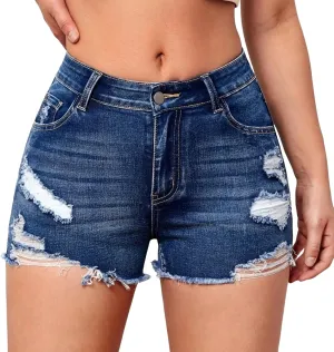 Jean Shorts Womens High Waisted Denim Shorts Summer Ripped Shorts Casual Hot Short Pants with Pockets