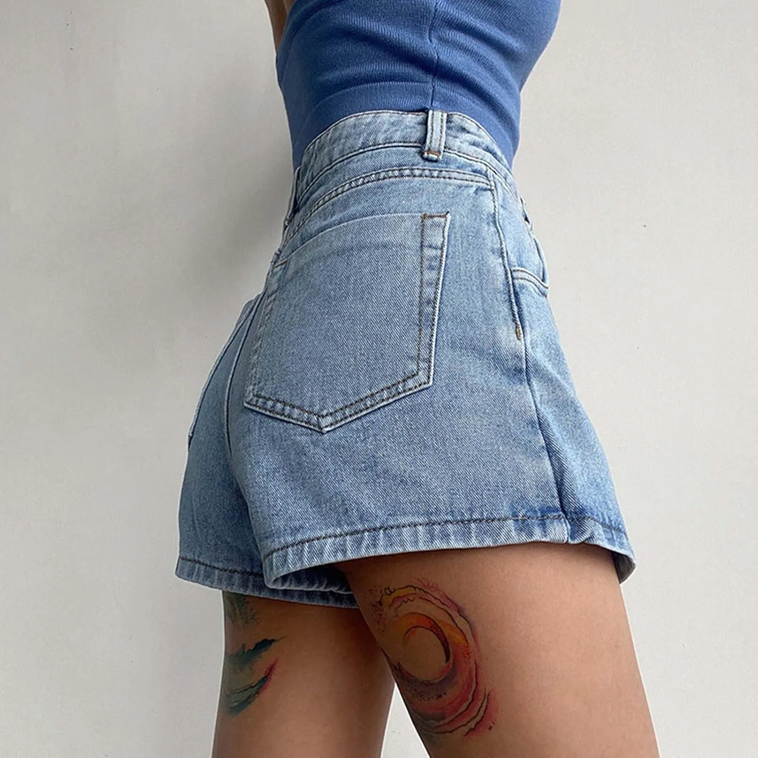 Jean Shorts Womens High Waisted Denim Shorts Summer Ripped Shorts Casual Hot Short Pants with Pockets