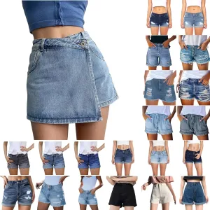 Jean Shorts Womens High Waisted Denim Shorts Summer Ripped Shorts Casual Hot Short Pants with Pockets