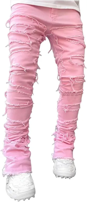 Jeans Men Skinny Ripped Jeans Slim Fit Denim Pants Straight Fashion Stretch Trouser