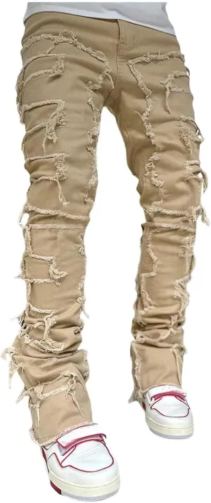 Jeans Men Skinny Ripped Jeans Slim Fit Denim Pants Straight Fashion Stretch Trouser
