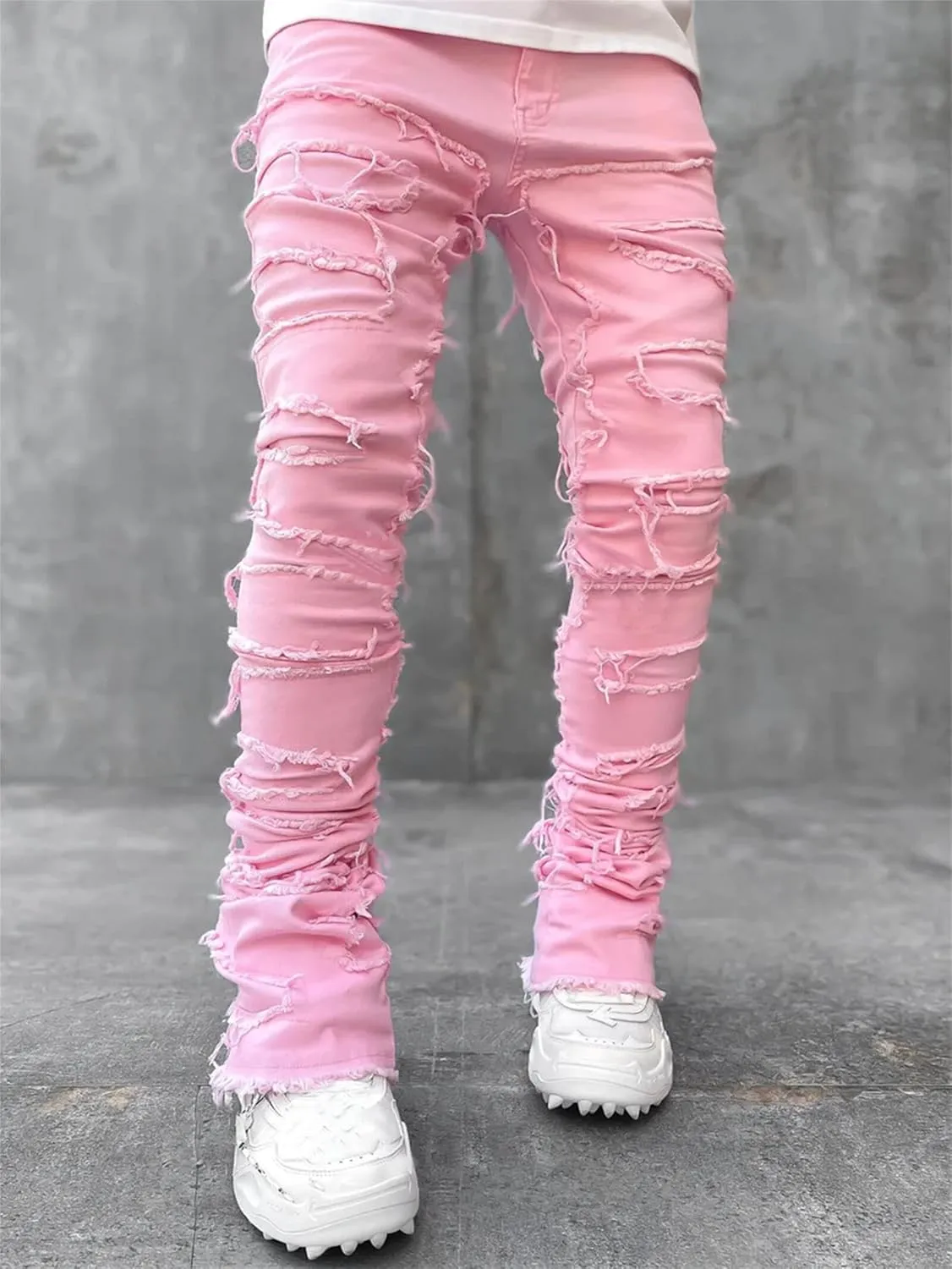 Jeans Men Skinny Ripped Jeans Slim Fit Denim Pants Straight Fashion Stretch Trouser