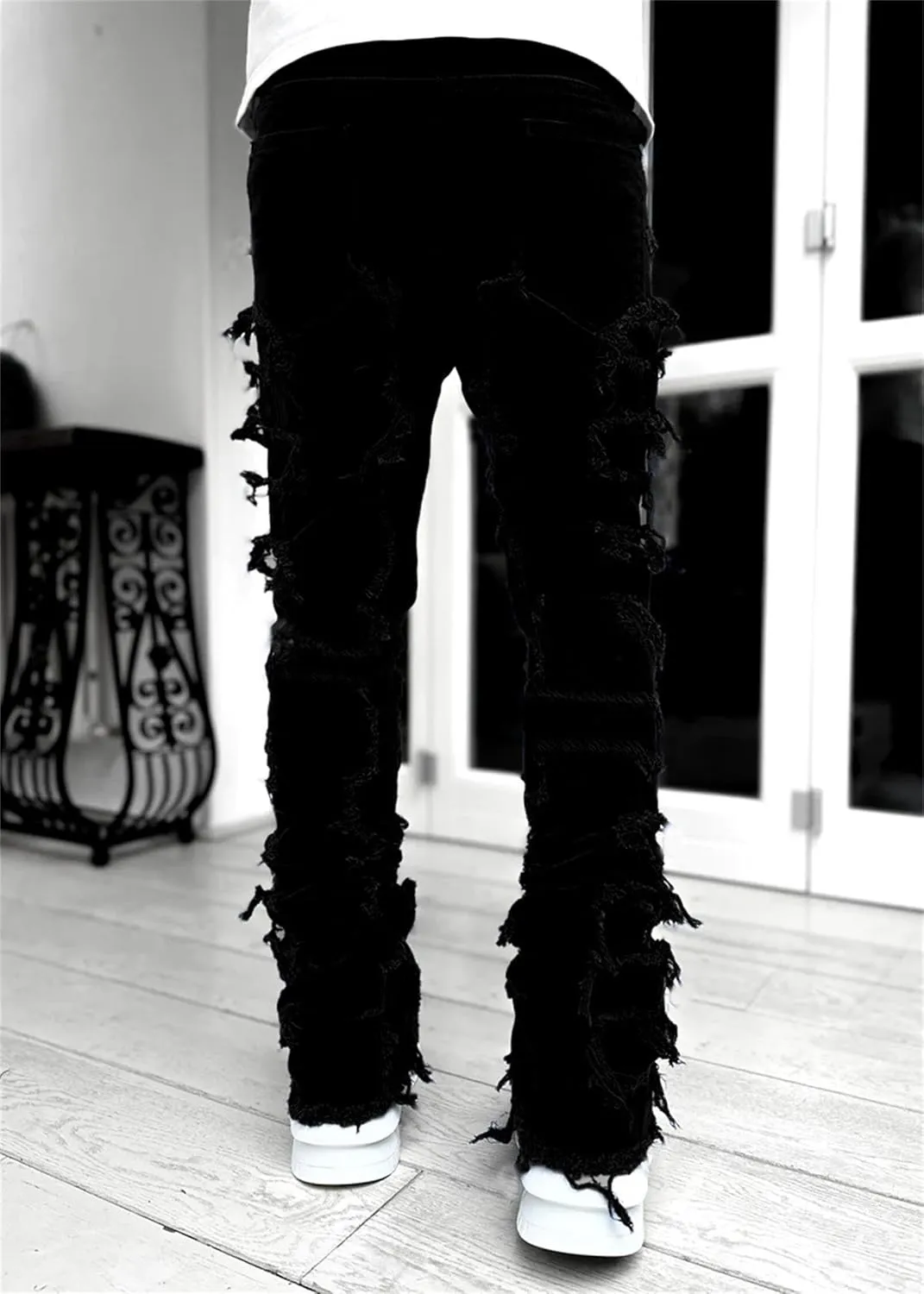 Jeans Men Skinny Ripped Jeans Slim Fit Denim Pants Straight Fashion Stretch Trouser