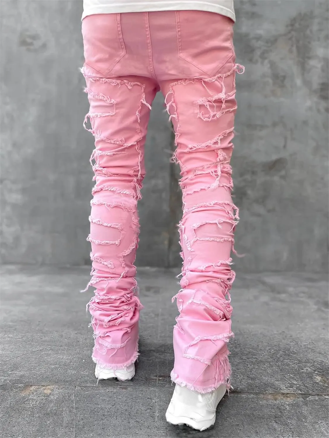 Jeans Men Skinny Ripped Jeans Slim Fit Denim Pants Straight Fashion Stretch Trouser