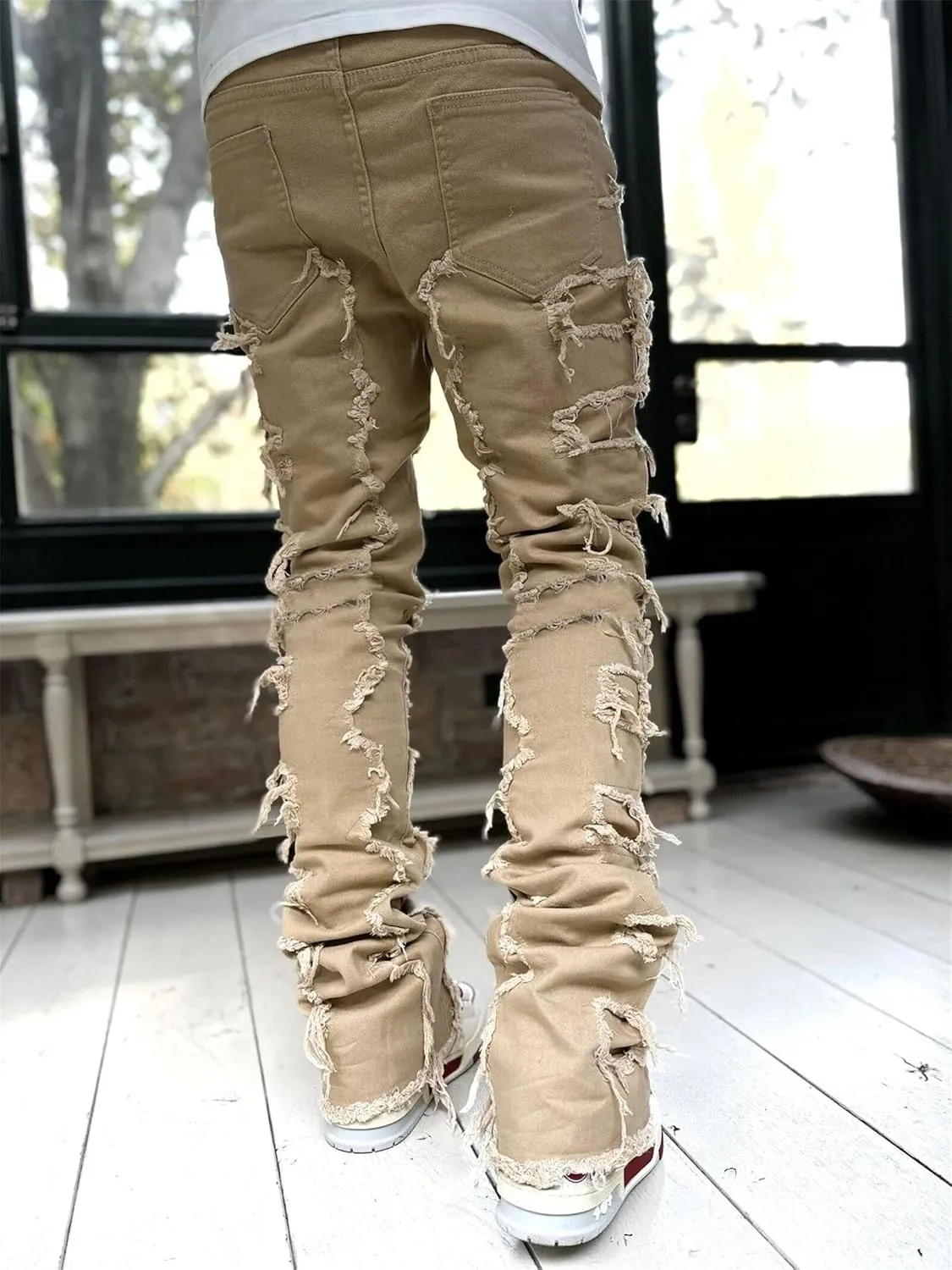 Jeans Men Skinny Ripped Jeans Slim Fit Denim Pants Straight Fashion Stretch Trouser