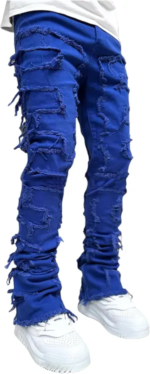 Jeans Men Skinny Ripped Jeans Slim Fit Denim Pants Straight Fashion Stretch Trouser