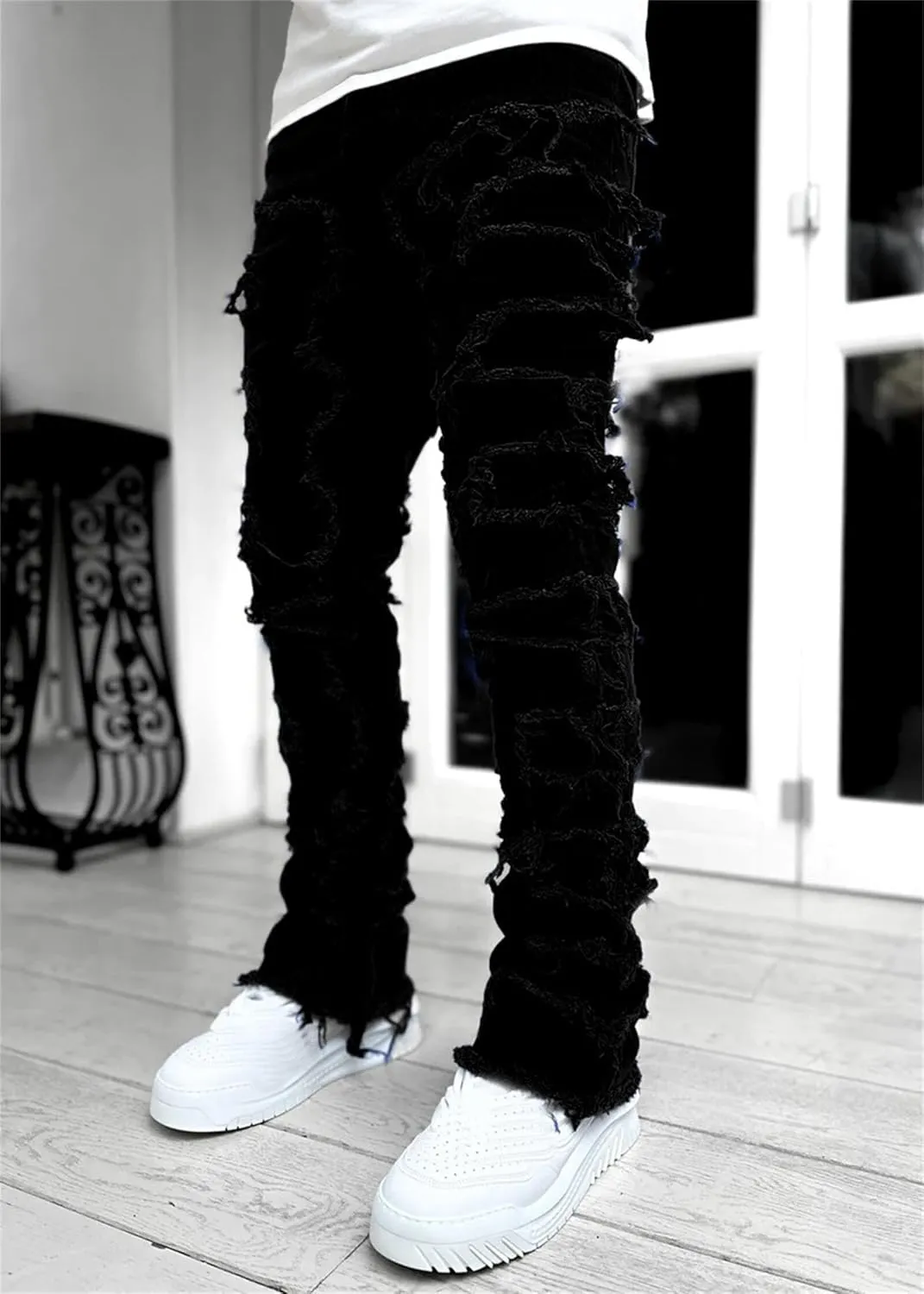 Jeans Men Skinny Ripped Jeans Slim Fit Denim Pants Straight Fashion Stretch Trouser