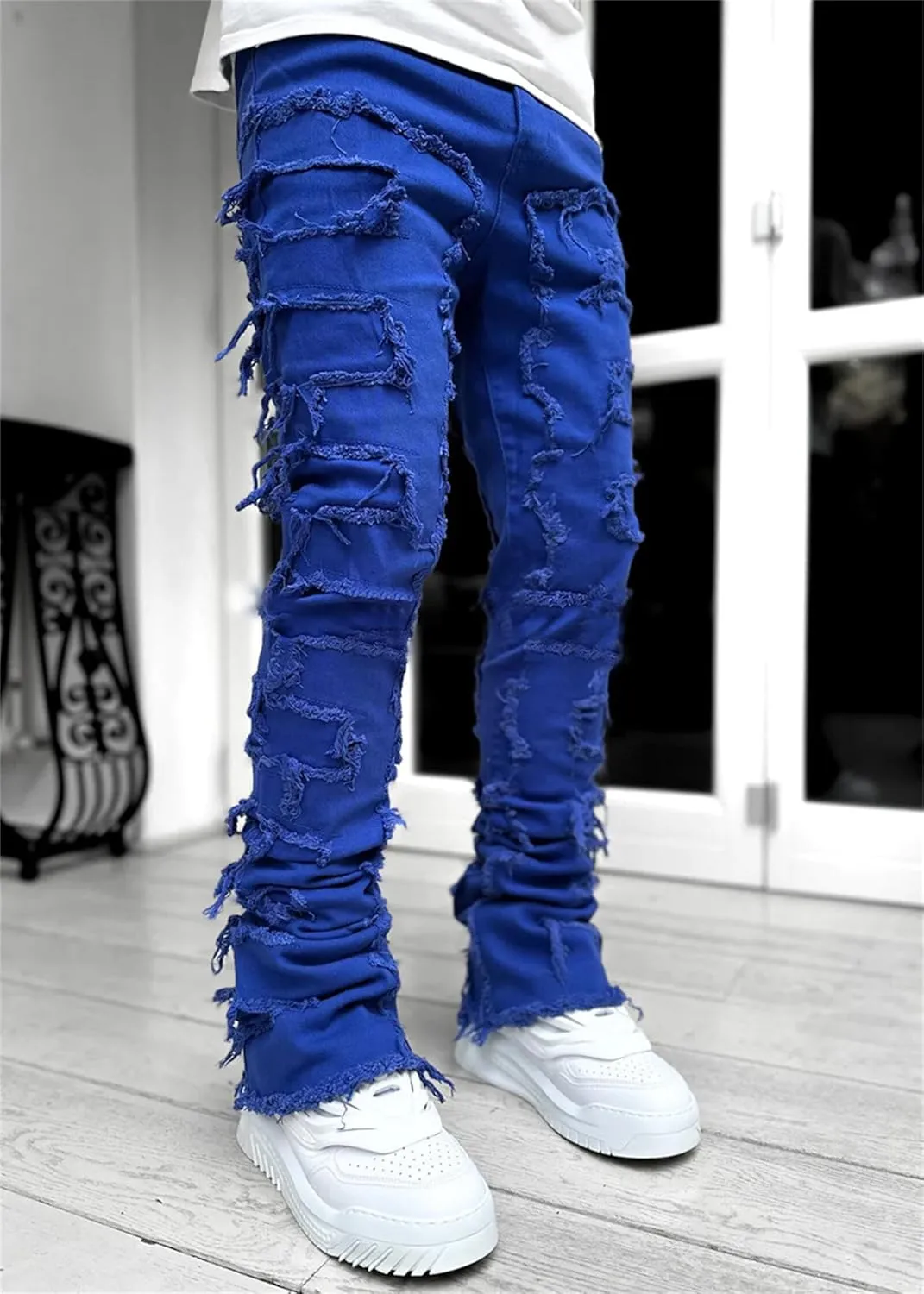 Jeans Men Skinny Ripped Jeans Slim Fit Denim Pants Straight Fashion Stretch Trouser