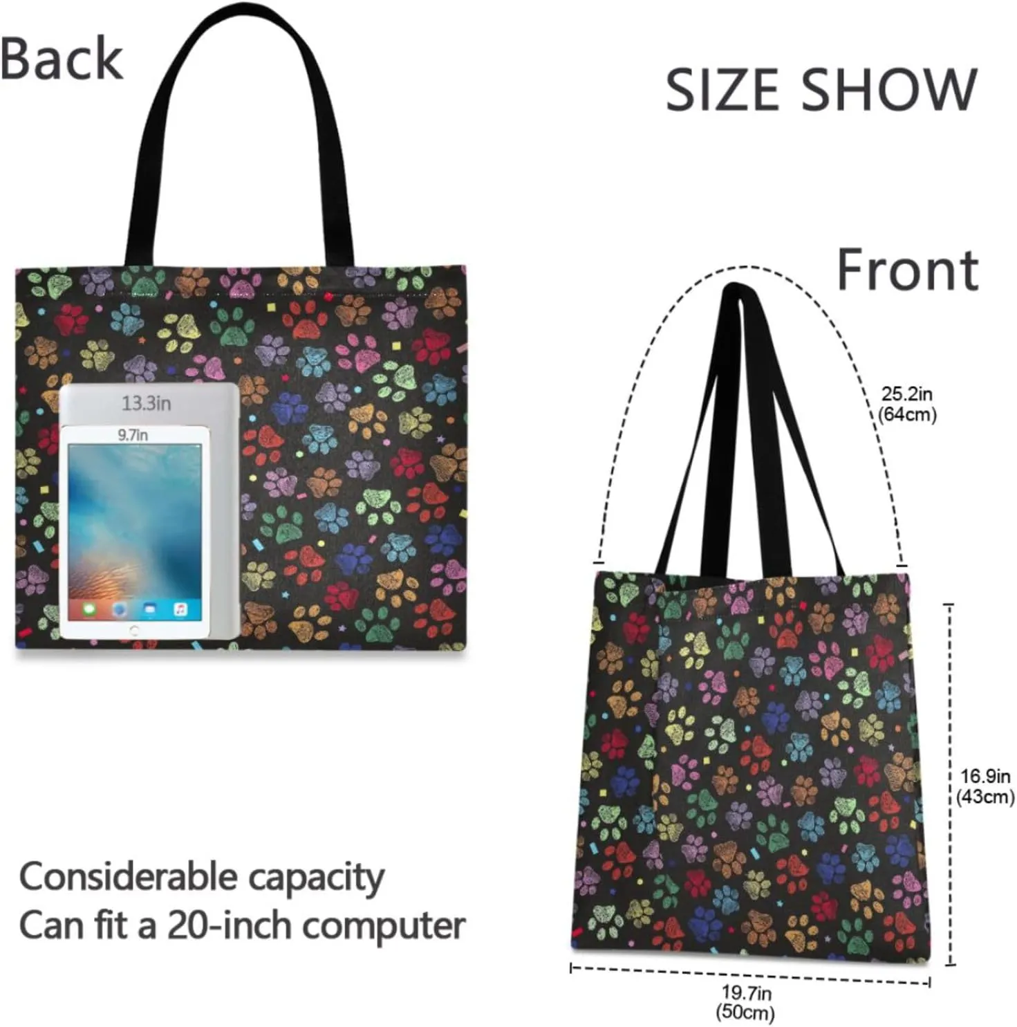 JSTEL Canvas Tote Bag for Women with Pocket, Work Tote Bag Shopping Bag