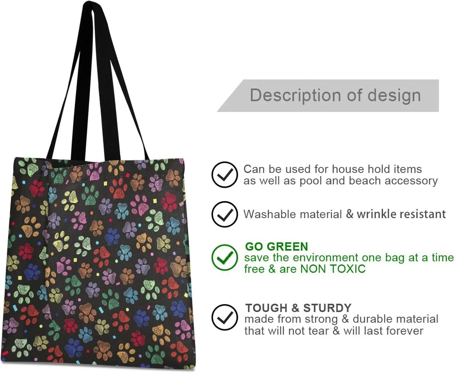 JSTEL Canvas Tote Bag for Women with Pocket, Work Tote Bag Shopping Bag