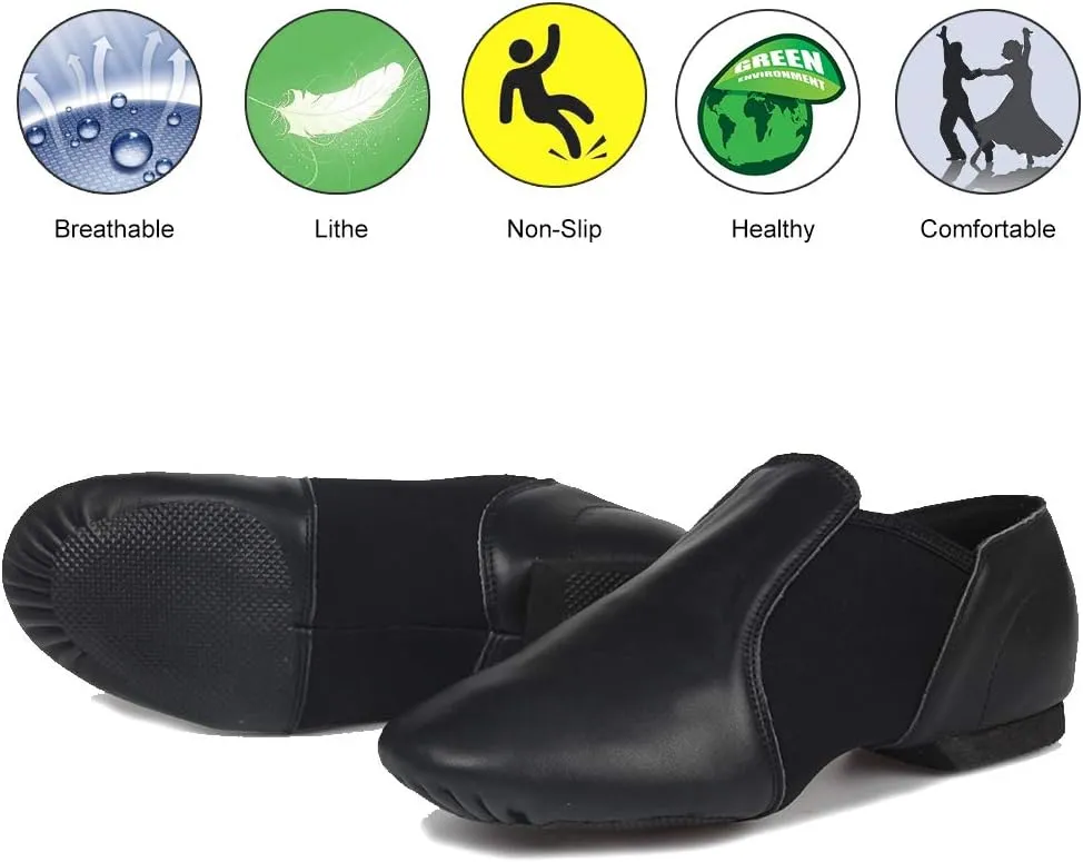 JUODVMP Women's Jazz Dance Shoes Leather Professional Ballroom Salsa Practice Performance Dance Shoes,Model JS359