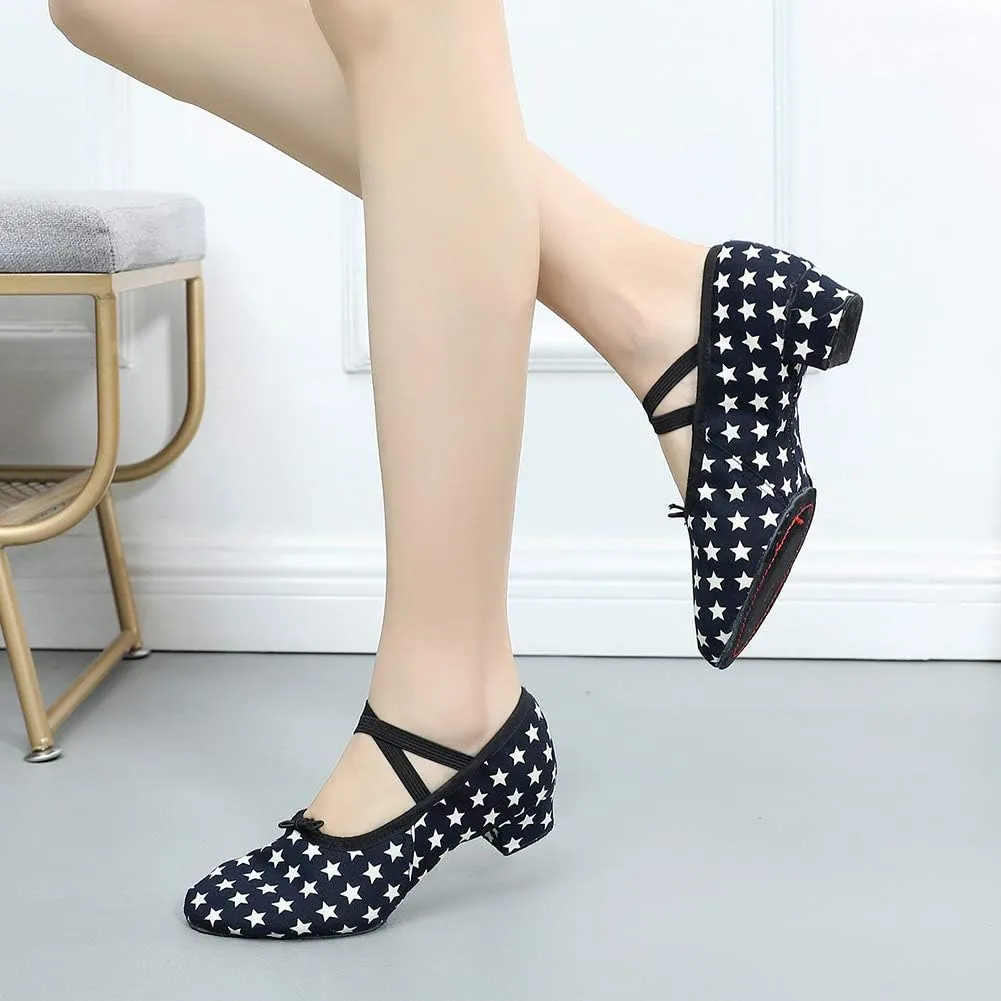 JUODVMP Women's Jazz Dance Shoes Leather Professional Ballroom Salsa Practice Performance Dance Shoes,Model JS359