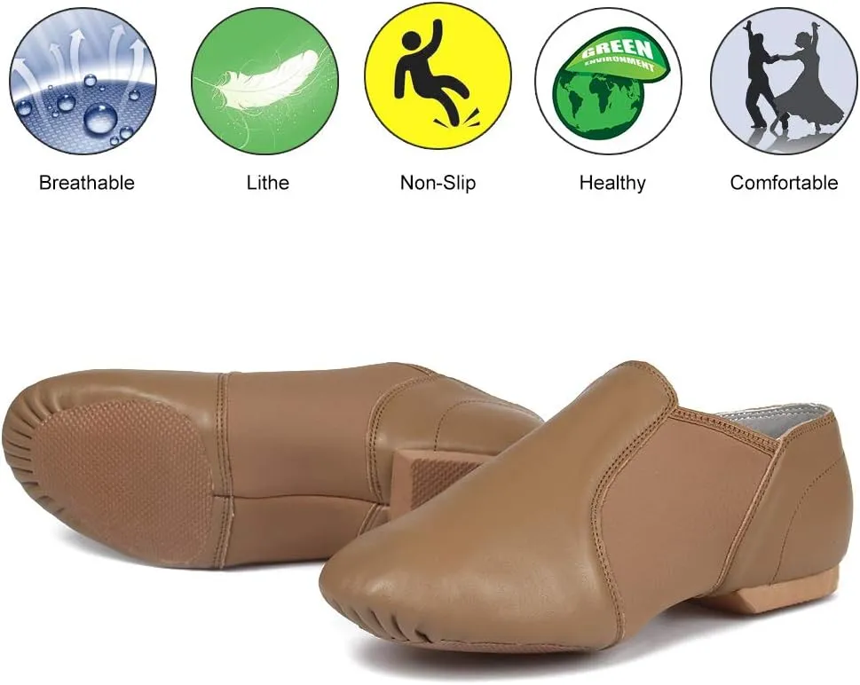 JUODVMP Women's Jazz Dance Shoes Leather Professional Ballroom Salsa Practice Performance Dance Shoes,Model JS359