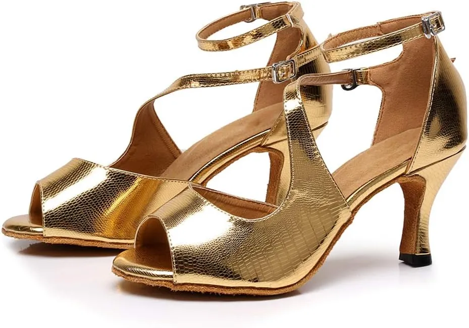 JUODVMP Women's Professional Latin Dance Shoes,Ballroom Performance Wedding Party Dance Shoes