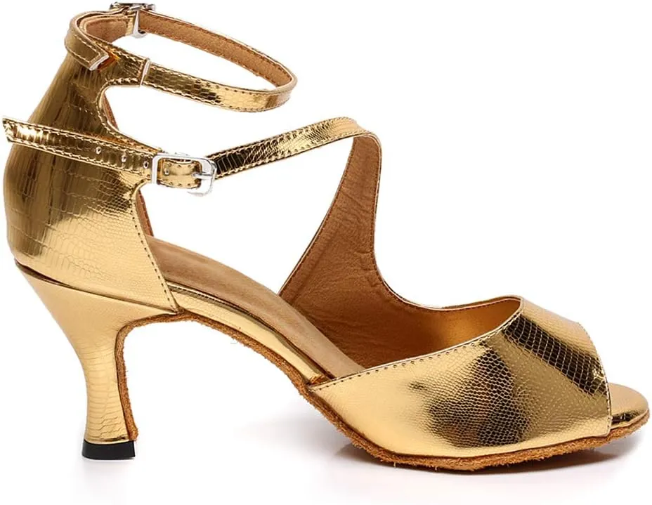 JUODVMP Women's Professional Latin Dance Shoes,Ballroom Performance Wedding Party Dance Shoes