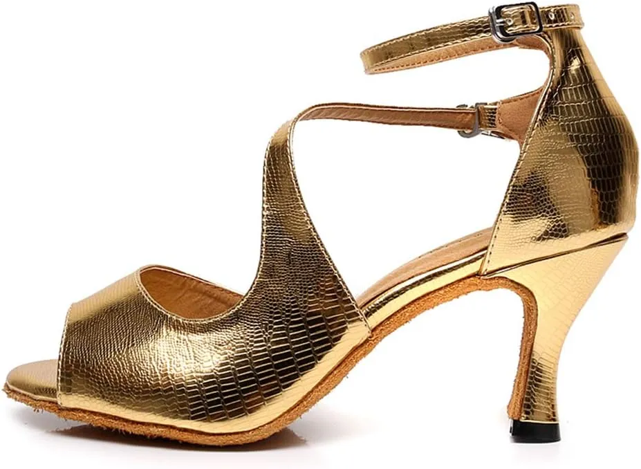 JUODVMP Women's Professional Latin Dance Shoes,Ballroom Performance Wedding Party Dance Shoes