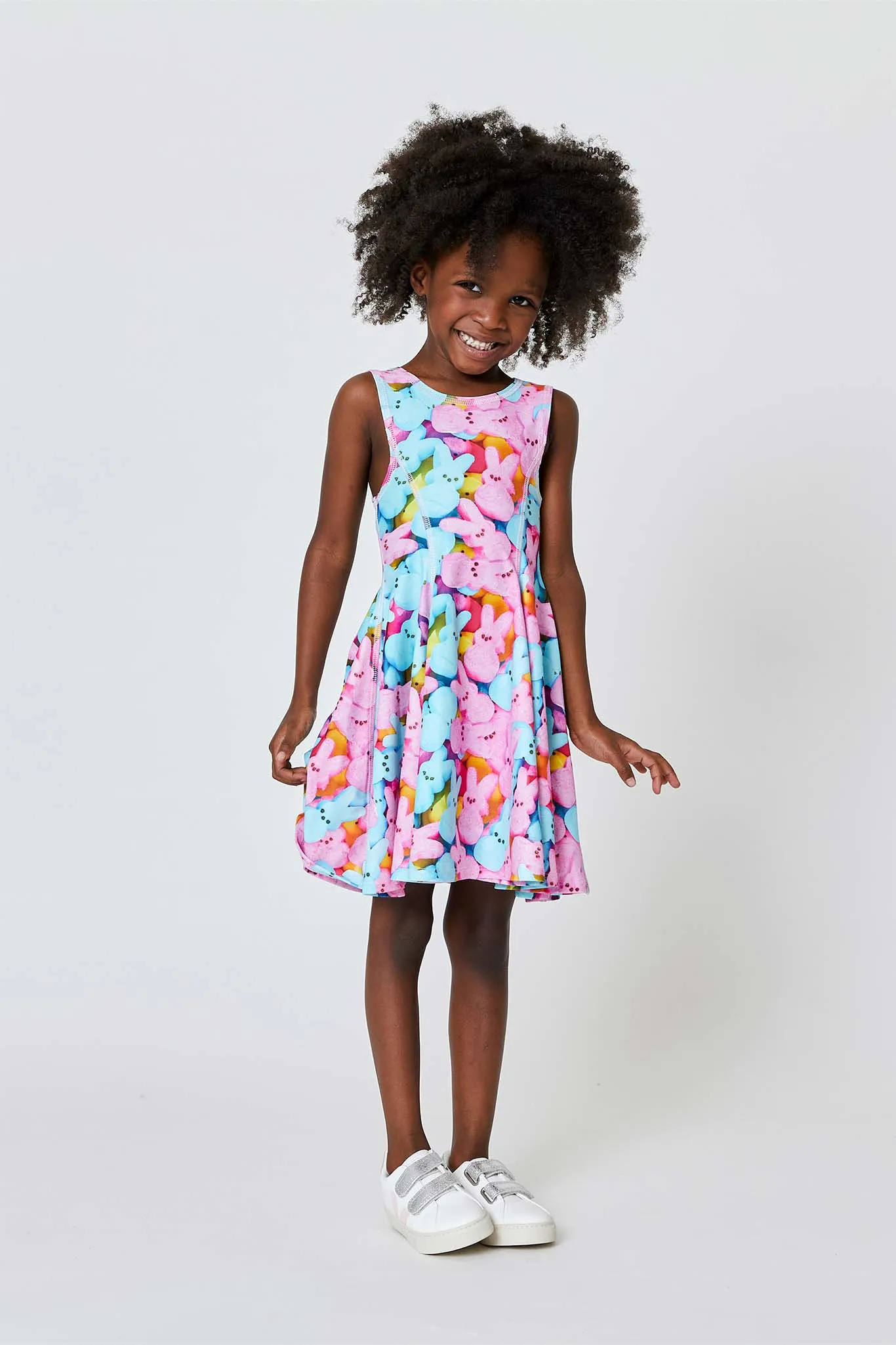 Kids Skater Dress in Marshmallow Bunnies