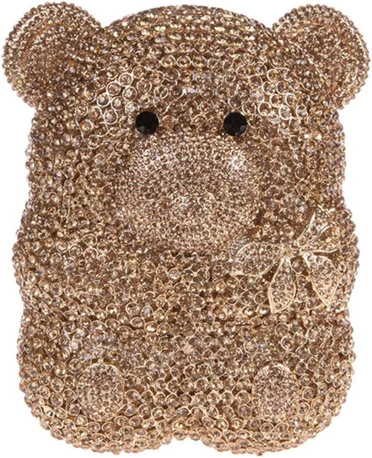 Ladies Elegant Evening-Bag Chain Crystal Wedding Clutch-Purse Party Handbag Bear