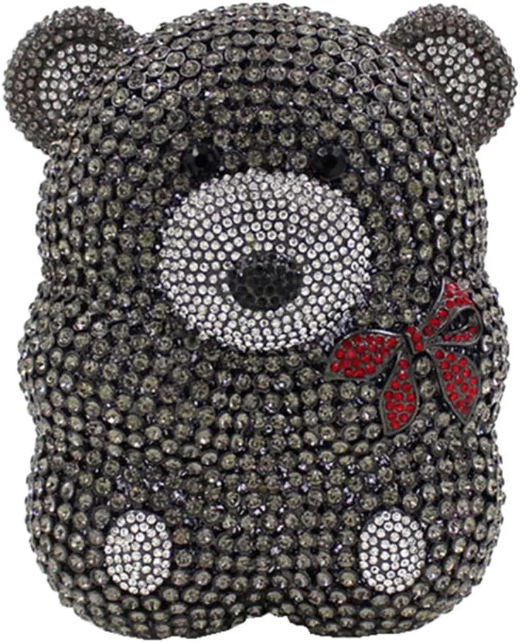 Ladies Elegant Evening-Bag Chain Crystal Wedding Clutch-Purse Party Handbag Bear