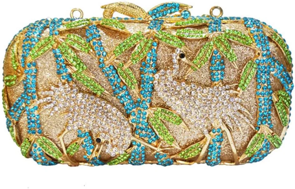 Ladies Evening-Bag Chain Wedding Diamond Clutch-Purse Crystal Woodpecker