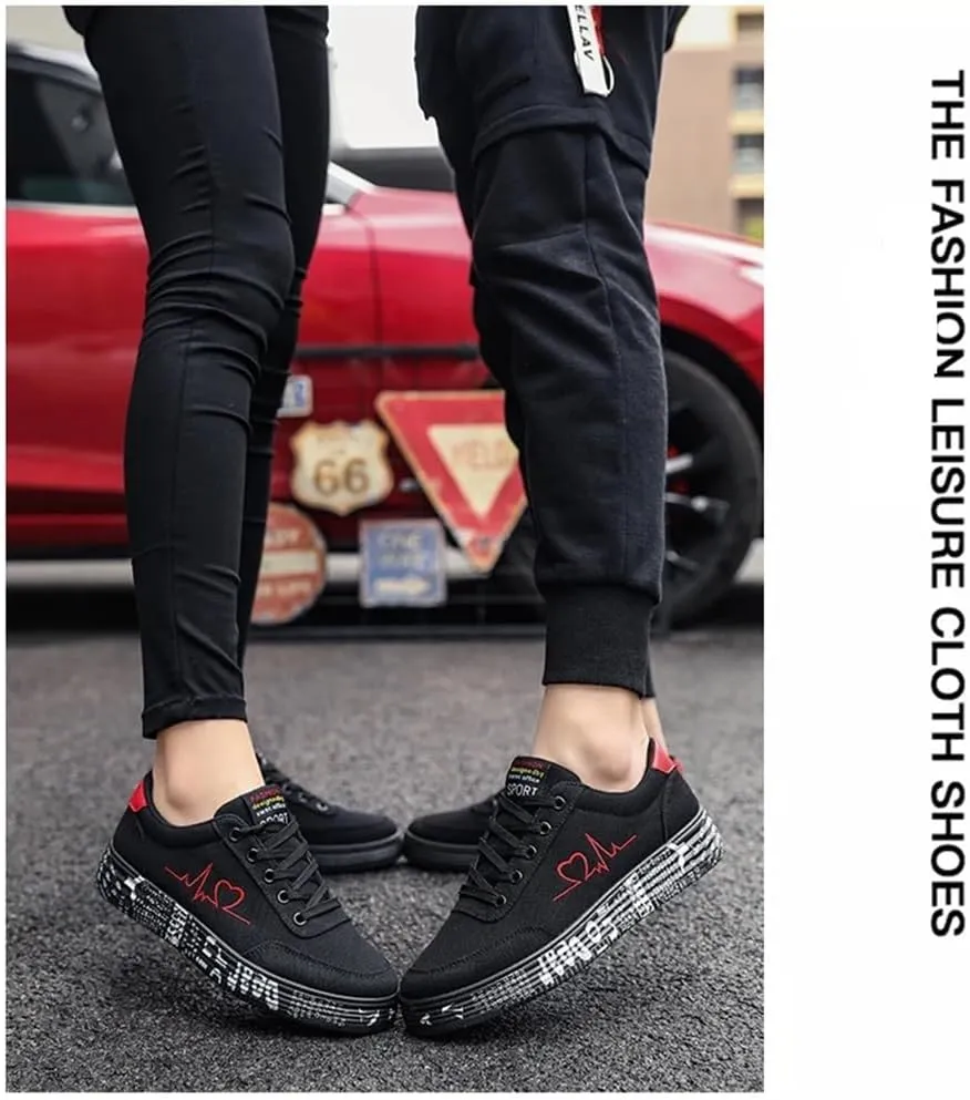 Ladies Vulcanized Sneakers Lace Up Breathable Canvas Couple Shoes Graffiti Flats