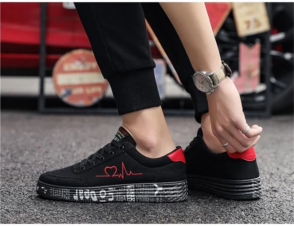 Ladies Vulcanized Sneakers Lace Up Breathable Canvas Couple Shoes Graffiti Flats