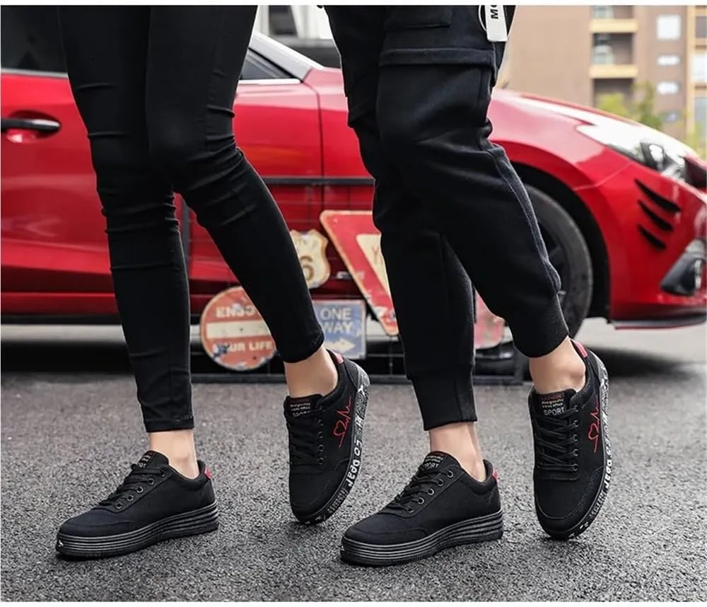 Ladies Vulcanized Sneakers Lace Up Breathable Canvas Couple Shoes Graffiti Flats