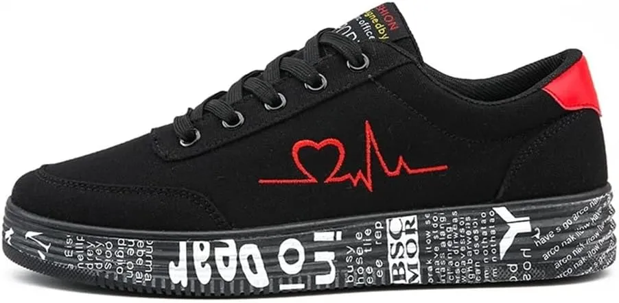 Ladies Vulcanized Sneakers Lace Up Breathable Canvas Couple Shoes Graffiti Flats