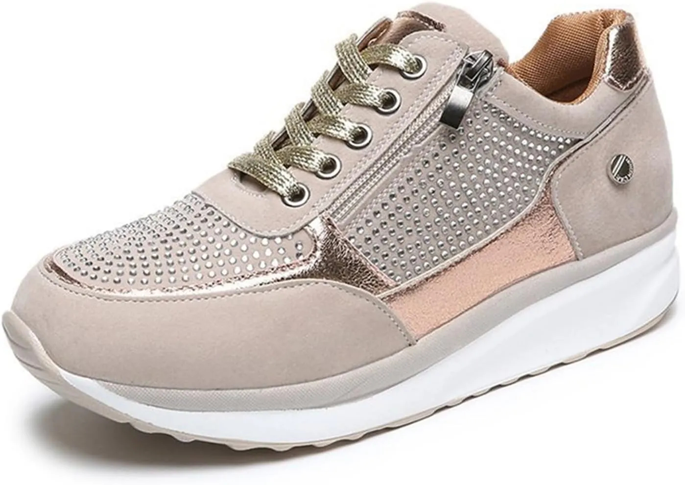 Ladmiple Shoes For Women Sneakers Trendy Low Top Lace-up Walking Shoes Fashion Summer Slip On Platform Flats Loafers