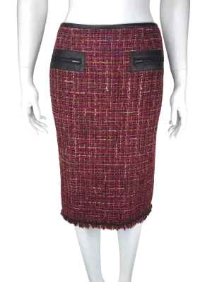 Lafayette 148, Women's Boucle Pencil Skirt with Leather Trim, Size 6