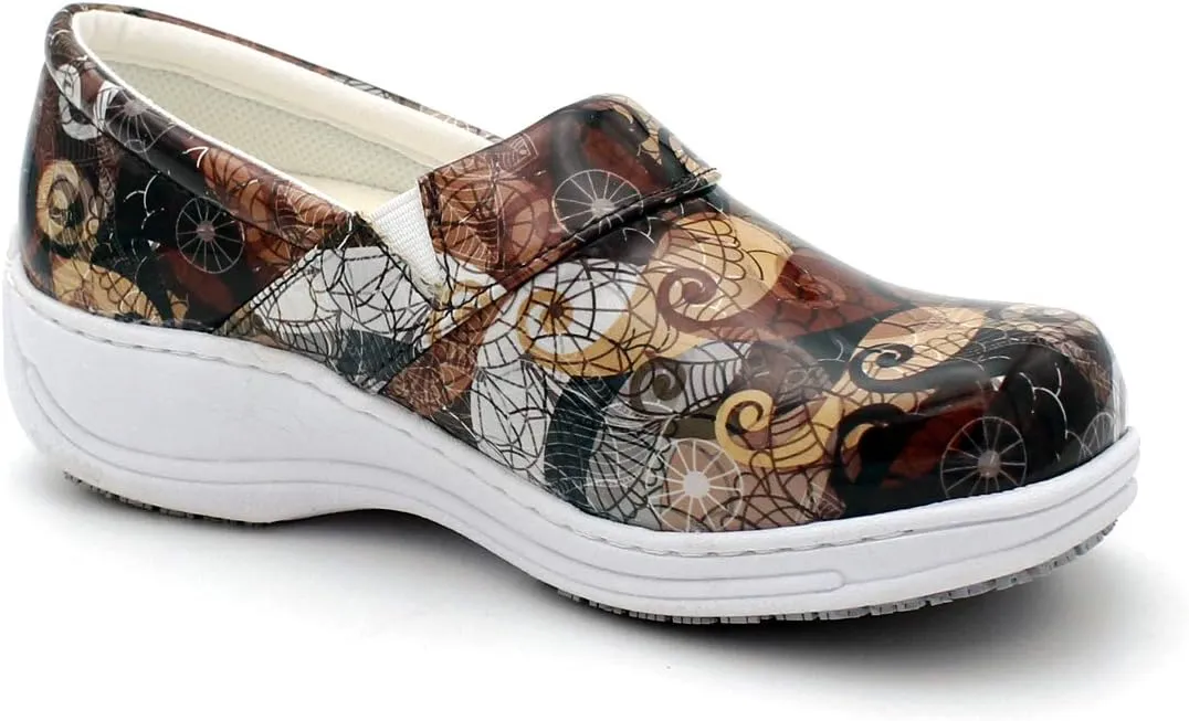 Laforst Womens 7003 PU First Slip Resistant Nursing Shoes Waitress Waiter Work Shoes Manmade Upper Slip on Clog