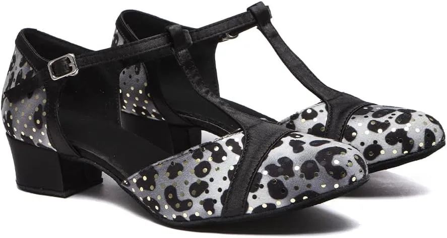 Latin Dance Shoes for Women Closed Toe Ballroom Salsa Tango Practice Ankle Strap Dancing Shoes,YC-L557-1.75" heel