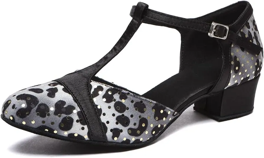 Latin Dance Shoes for Women Closed Toe Ballroom Salsa Tango Practice Ankle Strap Dancing Shoes,YC-L557-1.75" heel