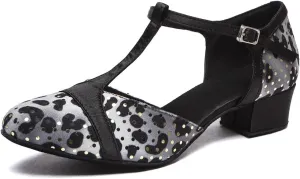 Latin Dance Shoes for Women Closed Toe Ballroom Salsa Tango Practice Ankle Strap Dancing Shoes,YC-L557-1.75" heel