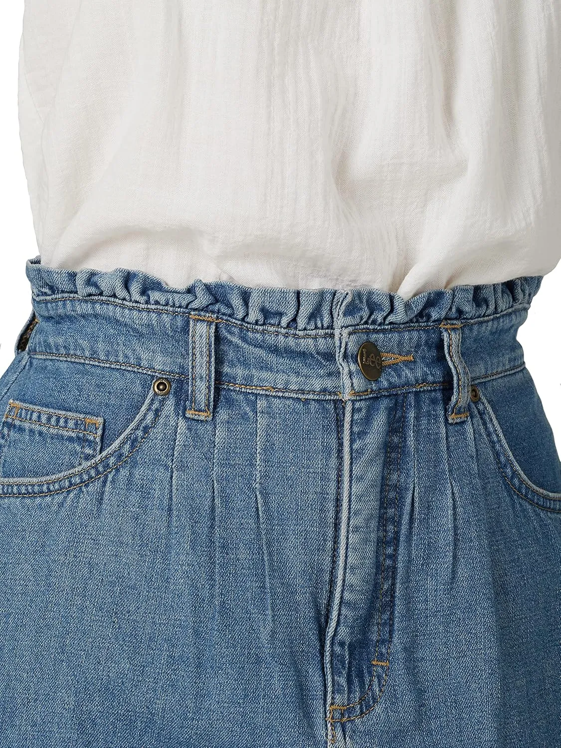Lee Women's High-Rise Paperbag Mini Jean Skirt
