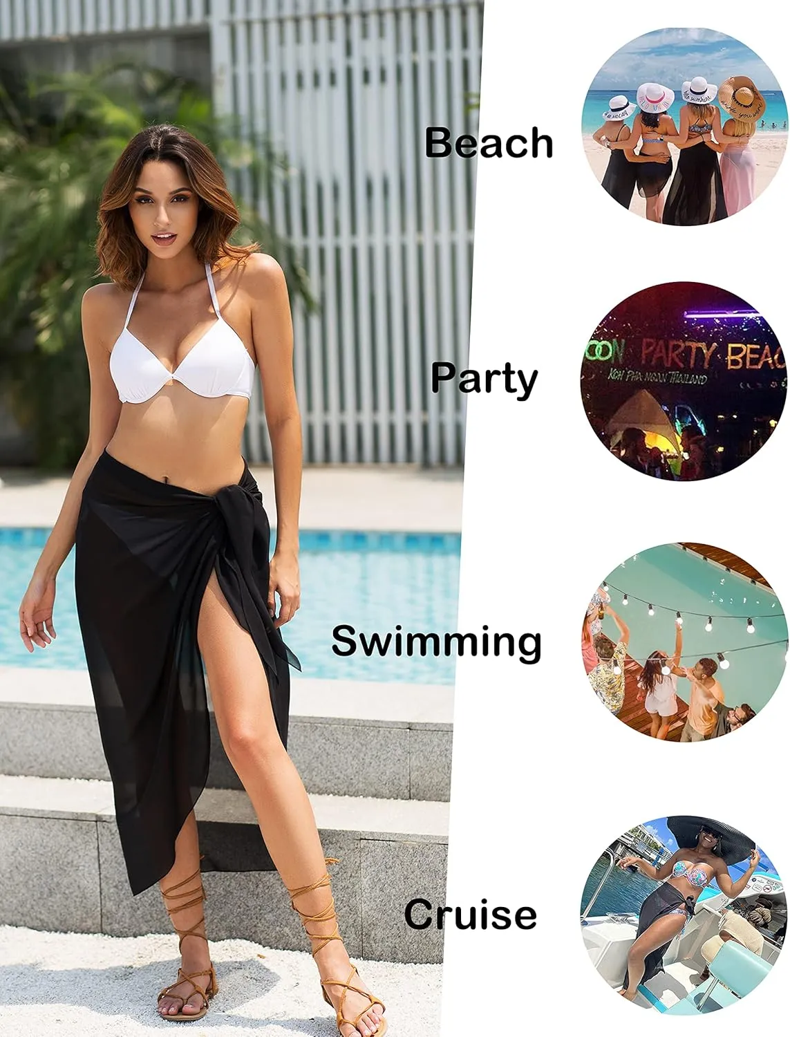 LIENRIDY Women's Swimsuit Cover Up Summer Beach Wrap Skirt Swimwear Bikini Cover-ups