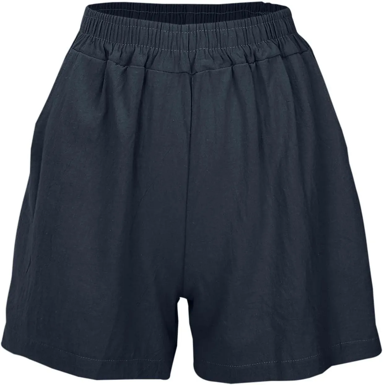 Linen Flowy Shorts for Women Summer Elastic High Waisted Casual Baggy Shorts Trendy Comfort Lounge Skorts with Pockets