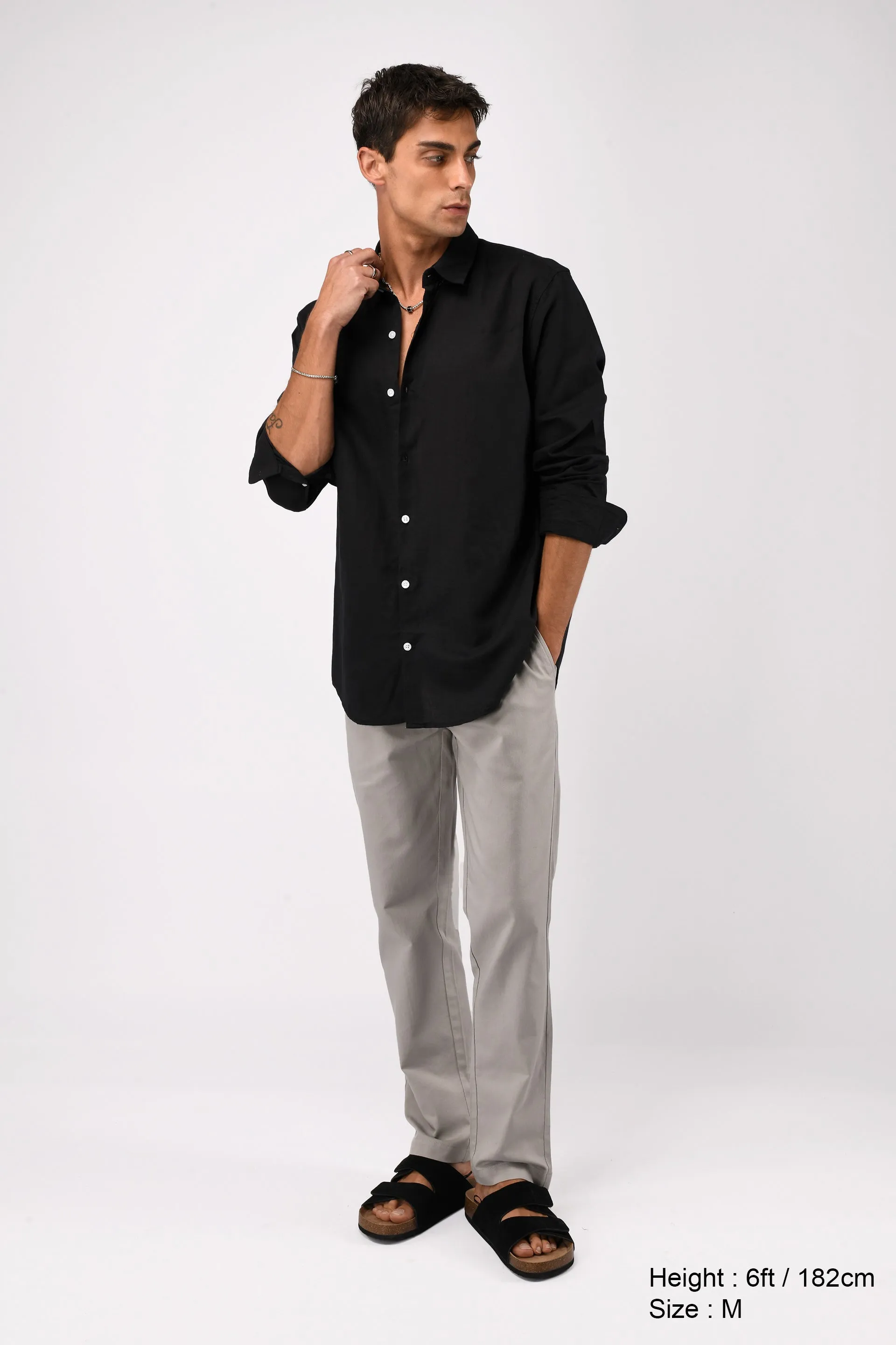 LINEN FUSED TAILORED PANTS IN GREY
