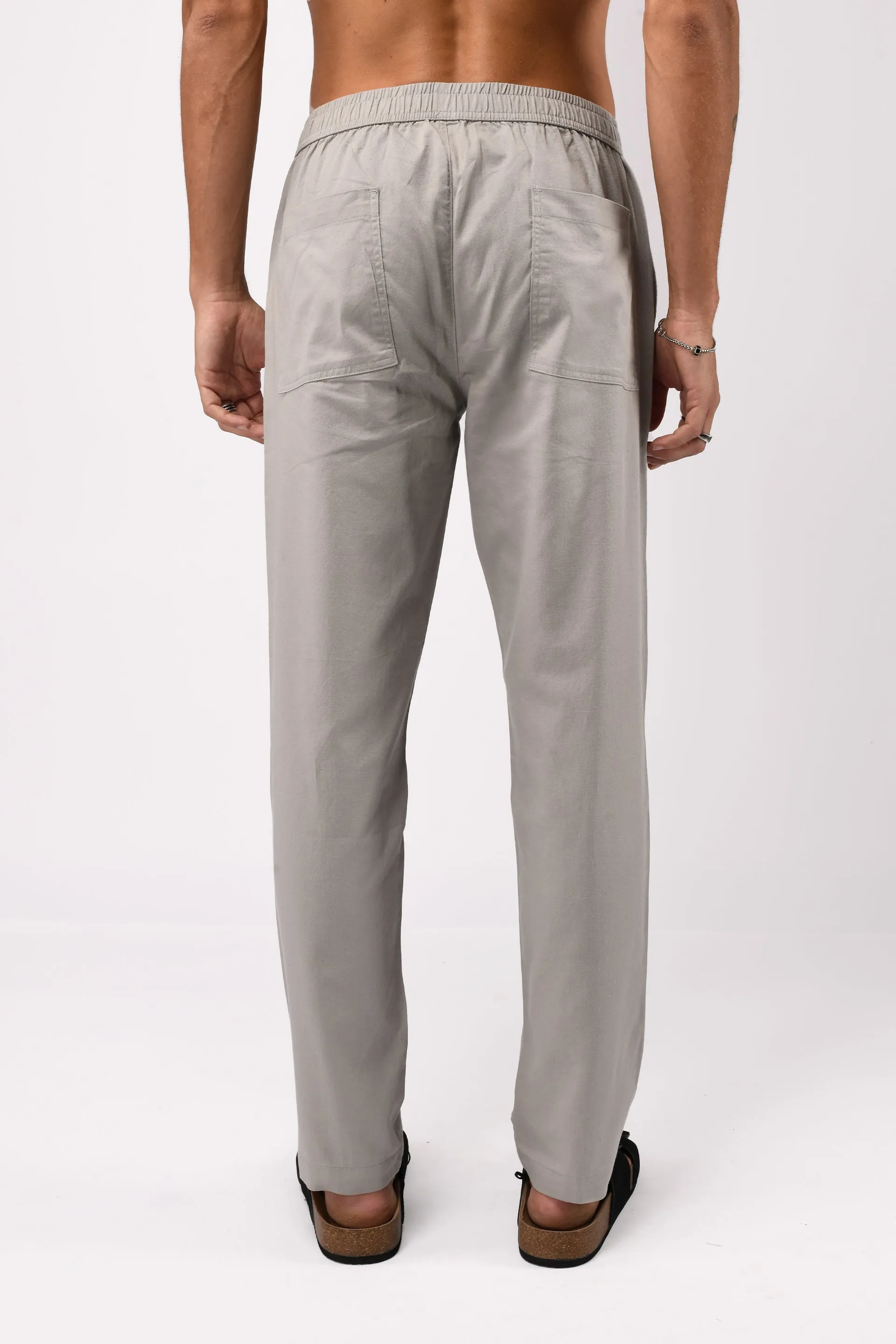 LINEN FUSED TAILORED PANTS IN GREY