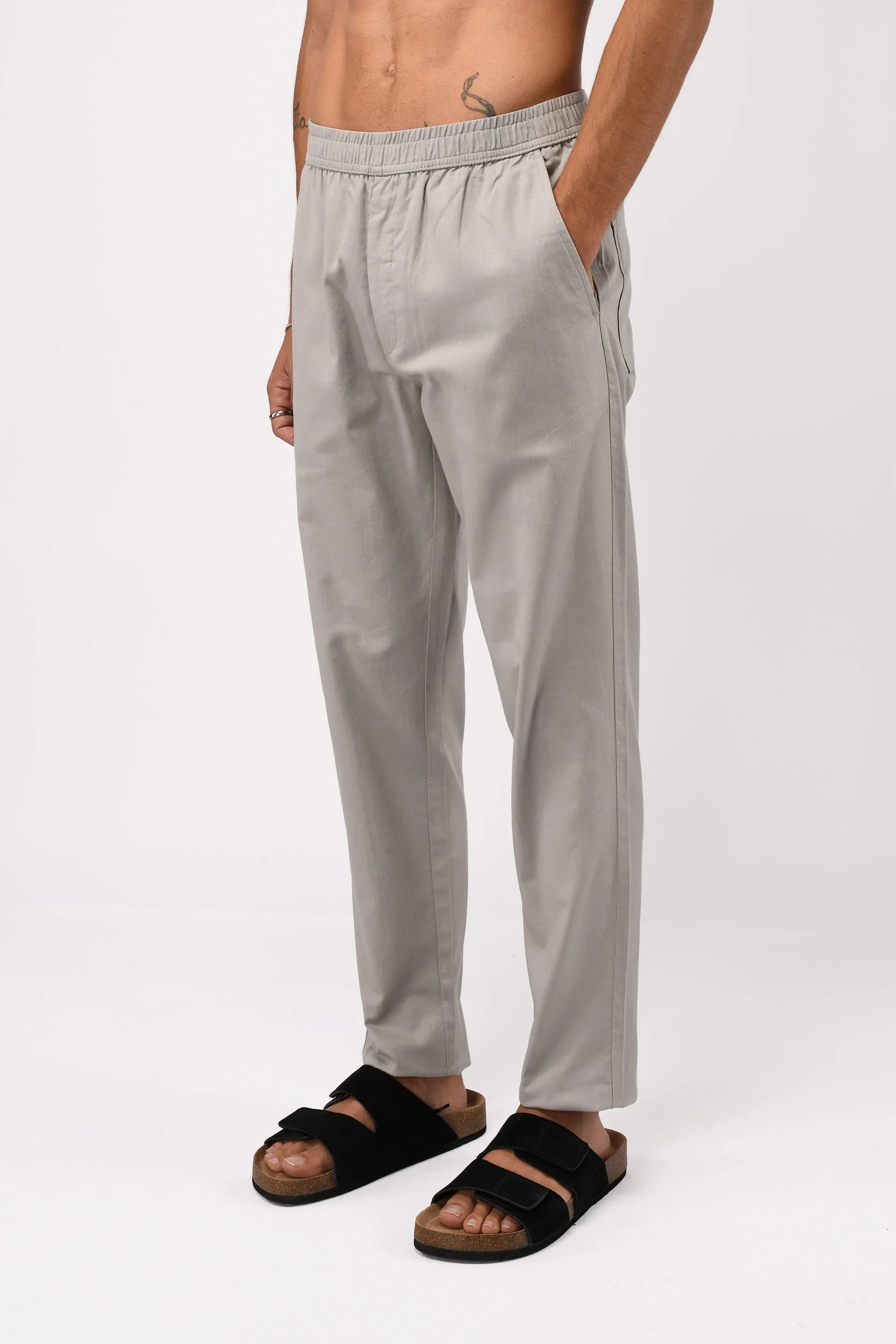 LINEN FUSED TAILORED PANTS IN GREY