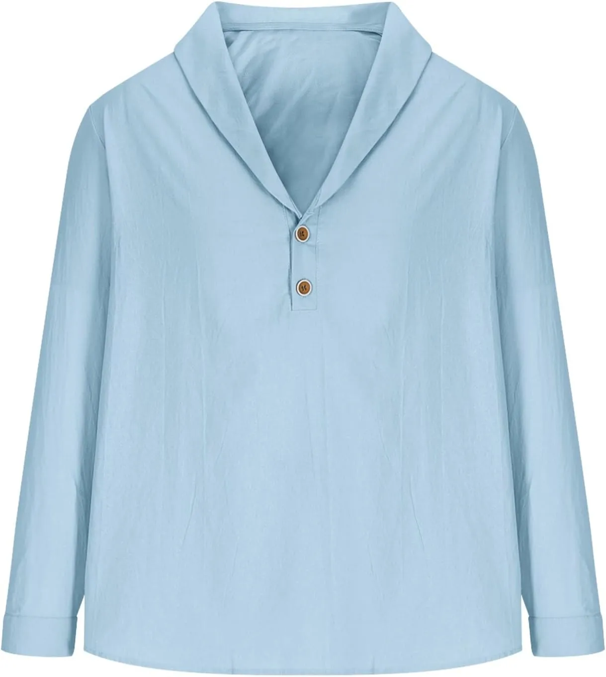 Linen Shirt Men Long Sleeve Casual Beach Button Up Summer Holiday Top Hippie Loose Fit V Neck Tee Tops 2025