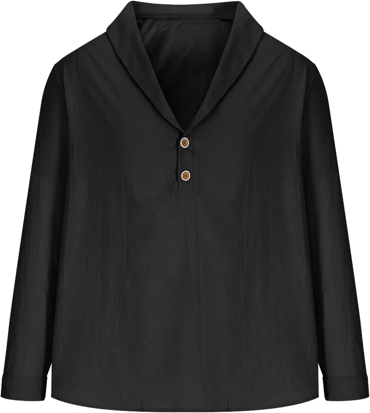 Linen Shirt Men Long Sleeve Casual Beach Button Up Summer Holiday Top Hippie Loose Fit V Neck Tee Tops 2025
