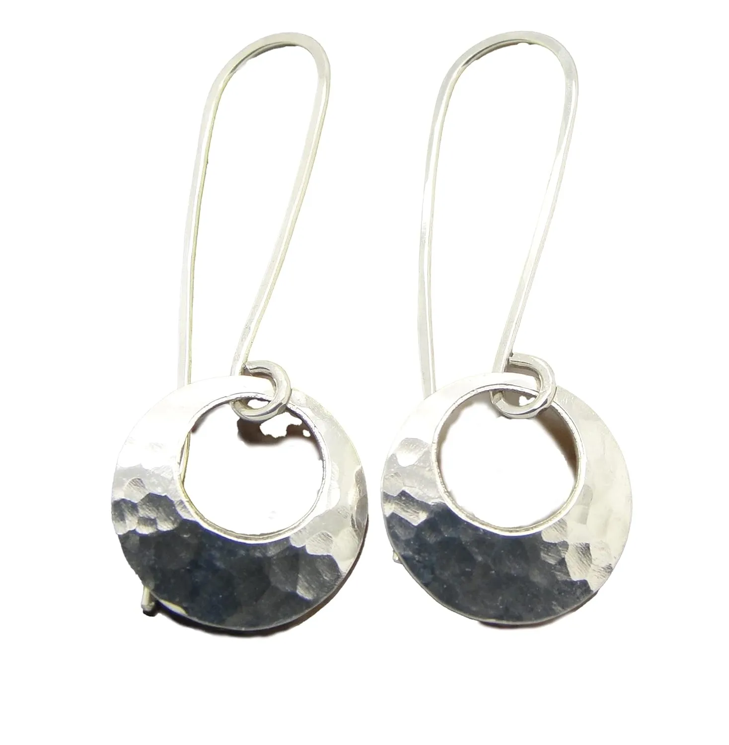 Little 1/2 Inch Sterling Silver Hammered Disc Earrings with Peephole