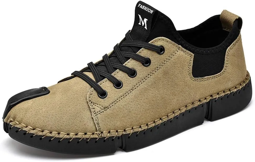 LLTMALL Men's Classic Handmade Leather Flats Leisure Lace-up Driving Shoes Skate Shoes