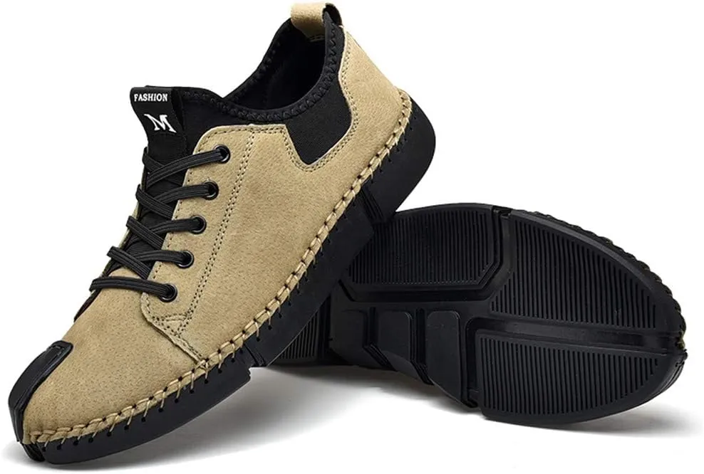LLTMALL Men's Classic Handmade Leather Flats Leisure Lace-up Driving Shoes Skate Shoes
