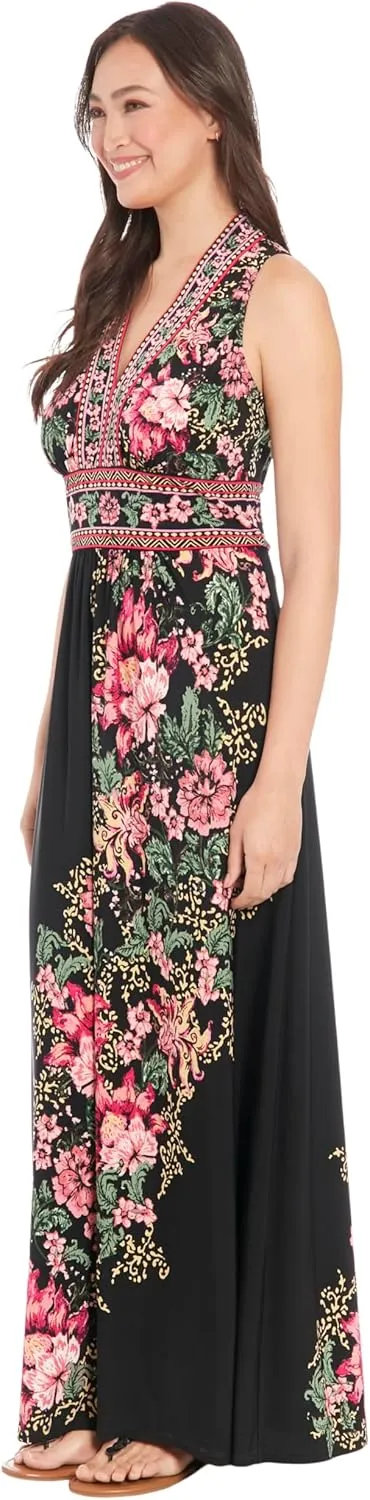 London Times Women's V-Neck Sleeveless Maxi