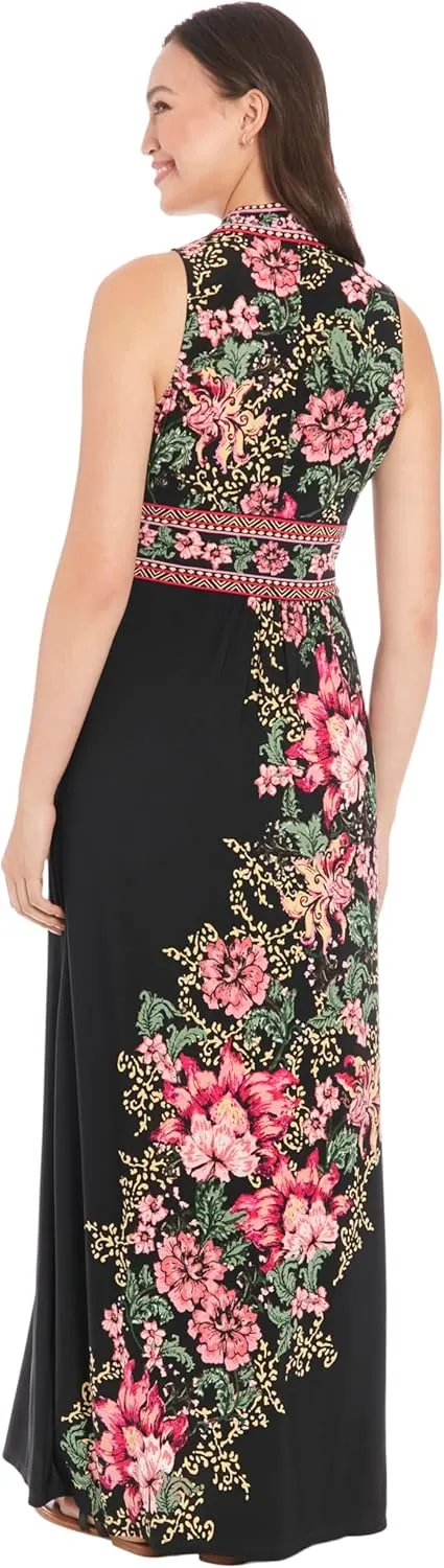 London Times Women's V-Neck Sleeveless Maxi