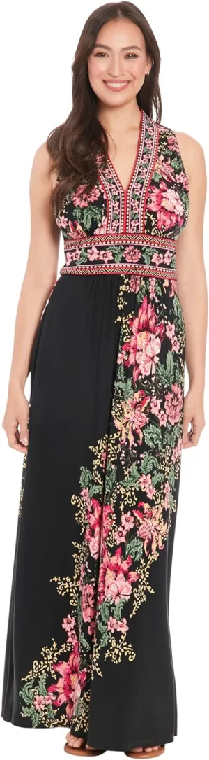 London Times Women's V-Neck Sleeveless Maxi